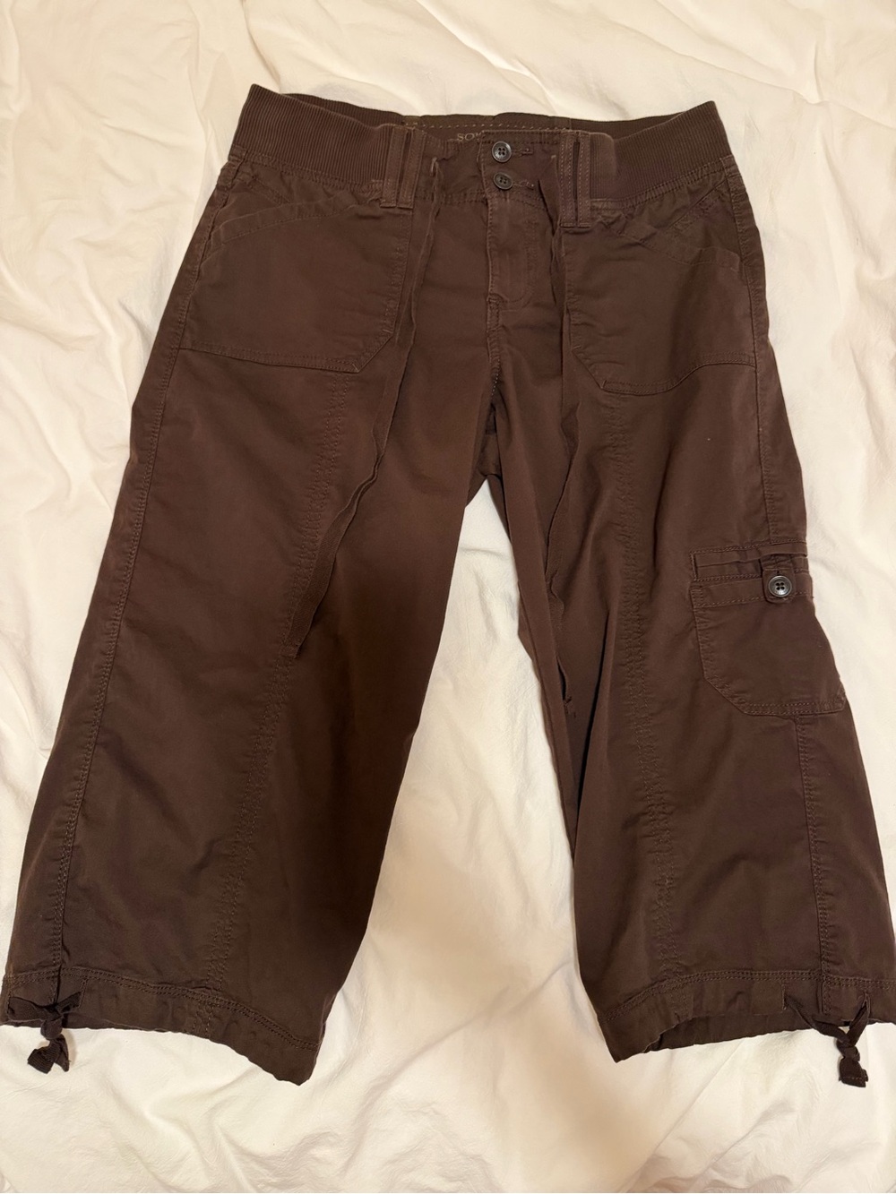Women's Brown Cargo Capris - Comfortable Casual Pants